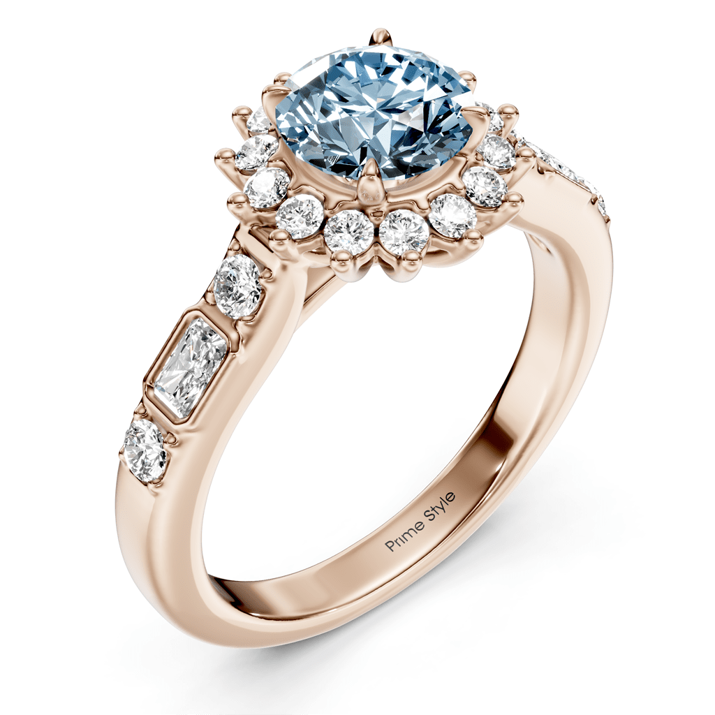 1.57 - 4.57 CT Radiant & Round Cut Fancy Blue Diamonds - Engagement Ring - Primestyle.com