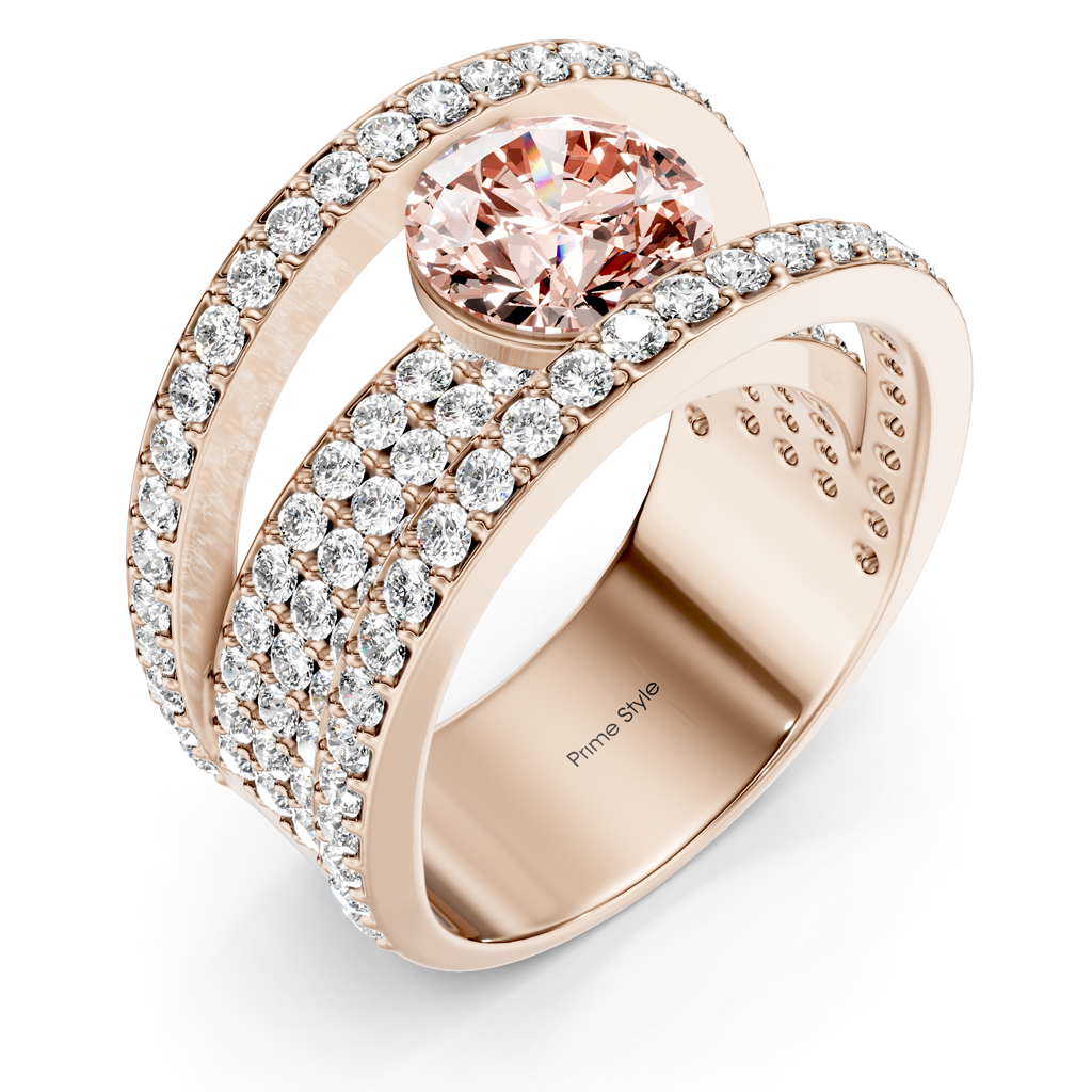 2.80-5.80 CT Round Cut Fancy Pink Diamonds - Engagement Ring