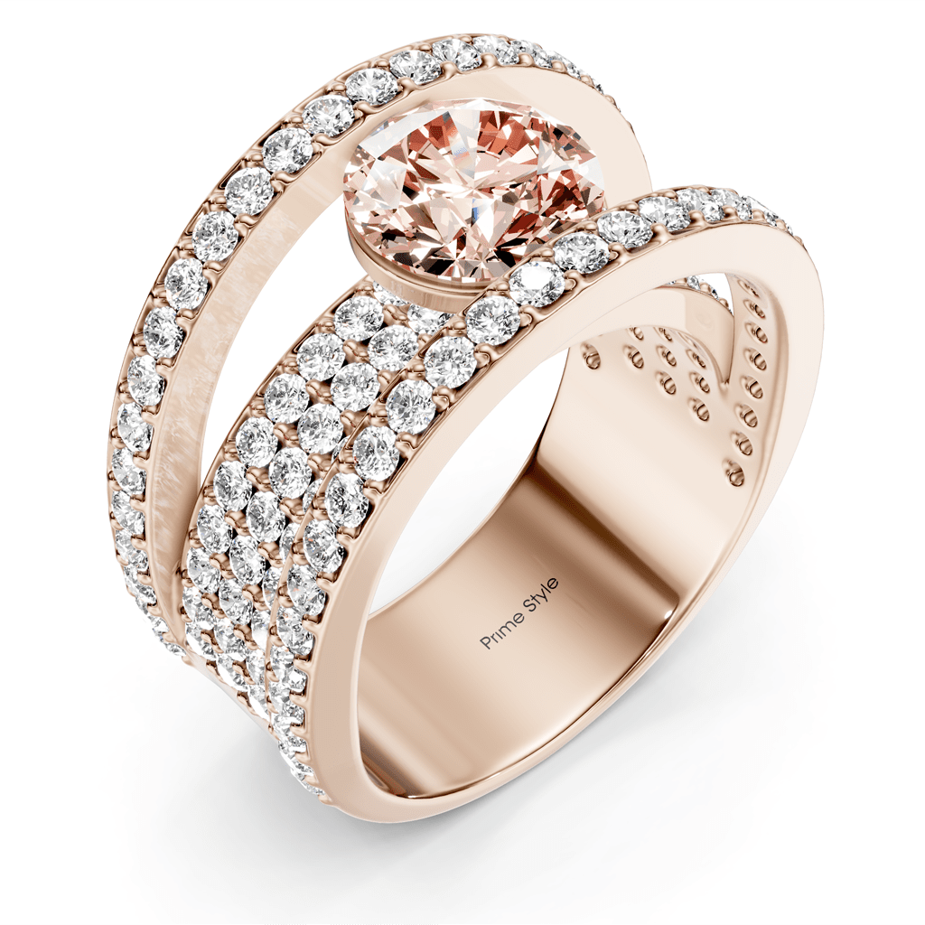 2.80-5.80 CT Round Cut Fancy Pink Diamonds - Engagement Ring