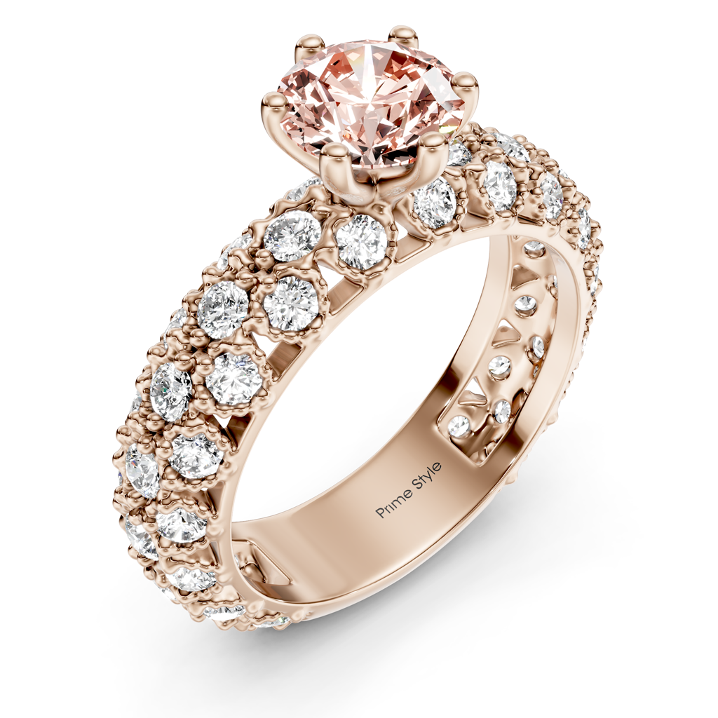 2.50-5.50 CT Round Cut Fancy Pink Diamonds - Engagement Ring