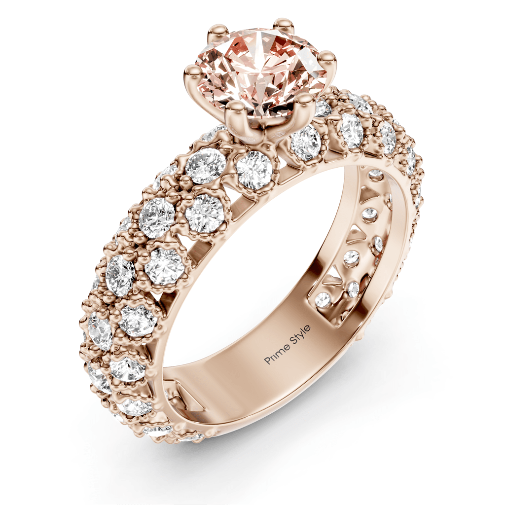 2.50 - 5.50 CT Round Cut Fancy Pink Diamonds - Engagement Ring - Primestyle.com
