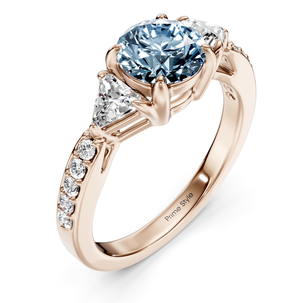 1.60-4.60 CT Round & Triangle Cut Fancy Blue Diamonds - Engagement Ring