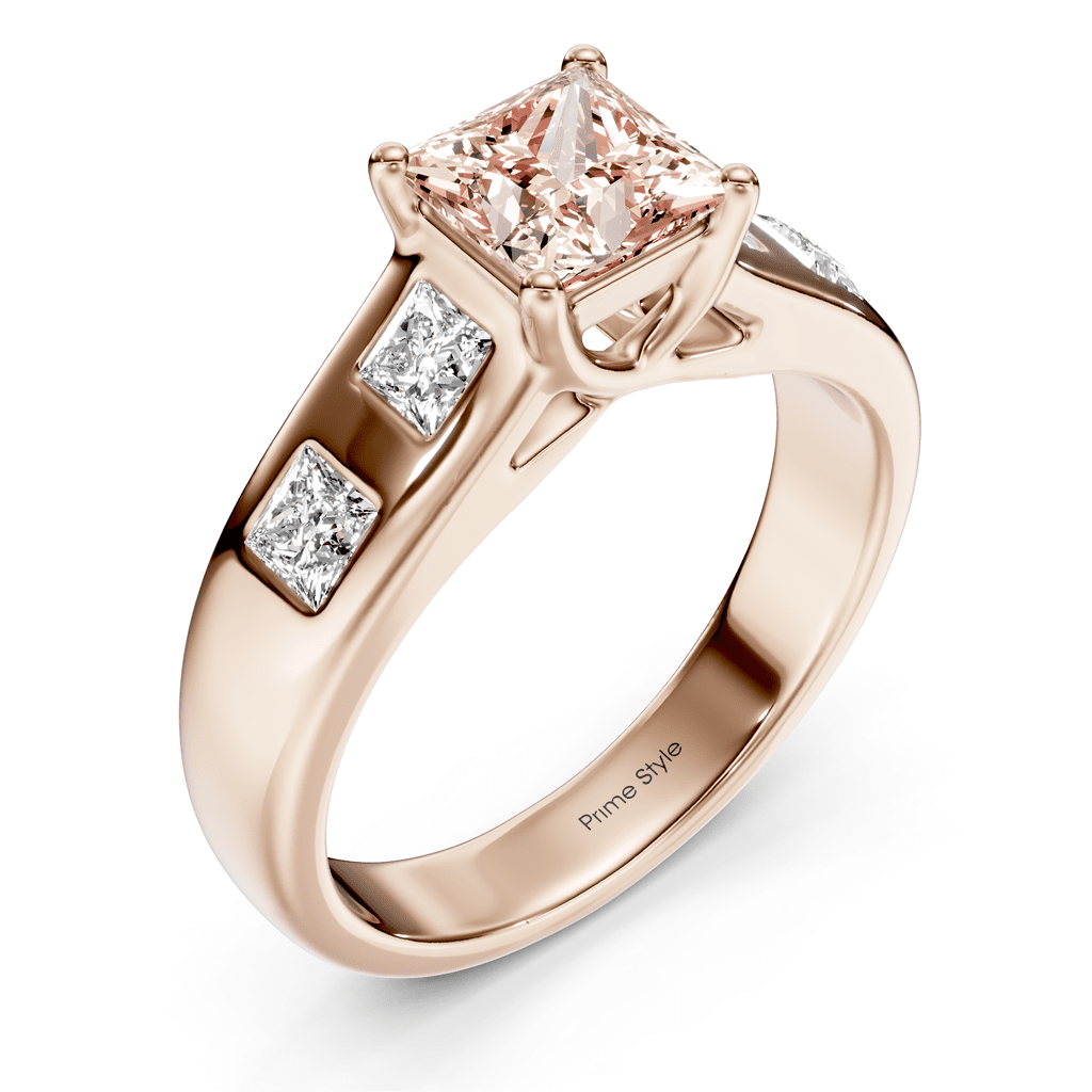 1.50 - 4.50 CT Princess Cut Fancy Pink Diamonds - Engagement Ring - Primestyle.com