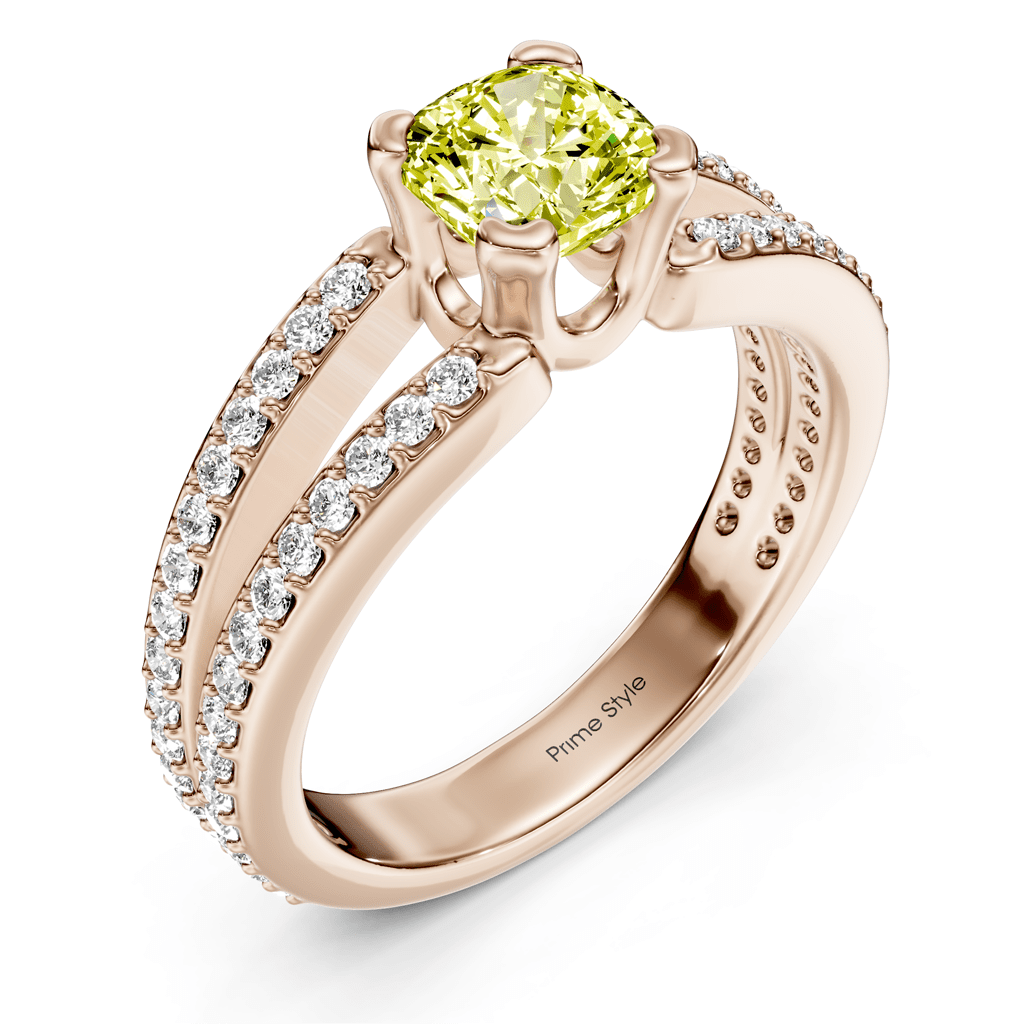 1.50 - 4.50 CT Cushion & Round Cut Fancy Yellow Diamonds - Engagement Ring - Primestyle.com