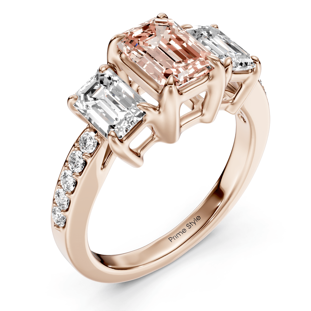 2.15 - 5.15 CT Emerald & Round Cut Fancy Pink Diamonds - Engagement Ring - Primestyle.com
