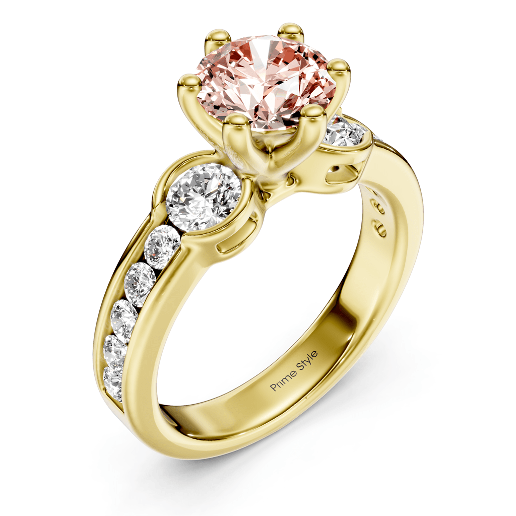 1.85 - 4.85 CT Round Cut Fancy Pink Diamonds - Engagement Ring - Primestyle.com