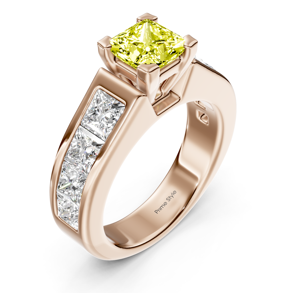 3.30-6.30 CT Princess Cut Fancy Yellow Diamonds - Engagement Ring