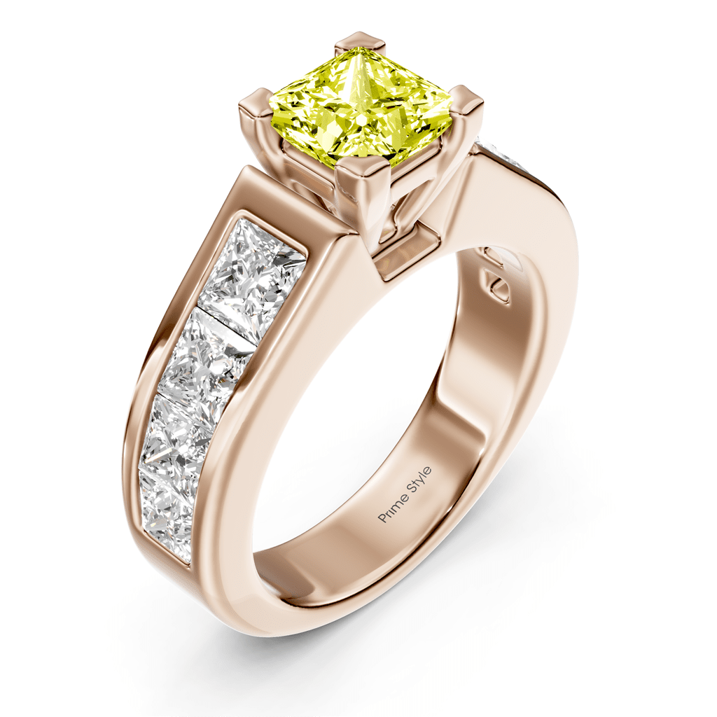 3.30 - 6.30 CT Princess Cut Fancy Yellow Diamonds - Engagement Ring - Primestyle.com