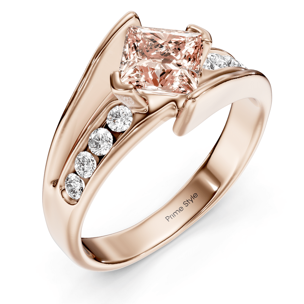 1.25 - 4.25 CT Princess & Round Cut Fancy Pink Diamonds - Engagement Ring - Primestyle.com