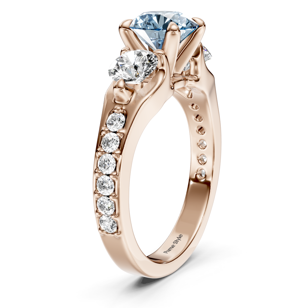 2.05-5.05 CT Round Cut Fancy Blue Diamonds - Engagement Ring