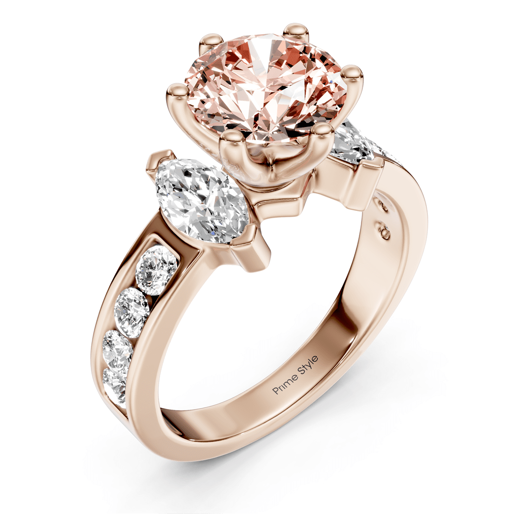 1.85 - 4.85 CT Marquise & Round Cut Fancy Pink Diamonds - Engagement Ring - Primestyle.com