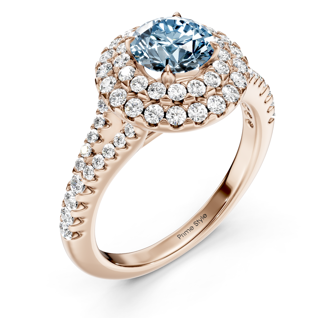 1.49-4.49 CT Round Cut Fancy Blue Diamonds - Engagement Ring