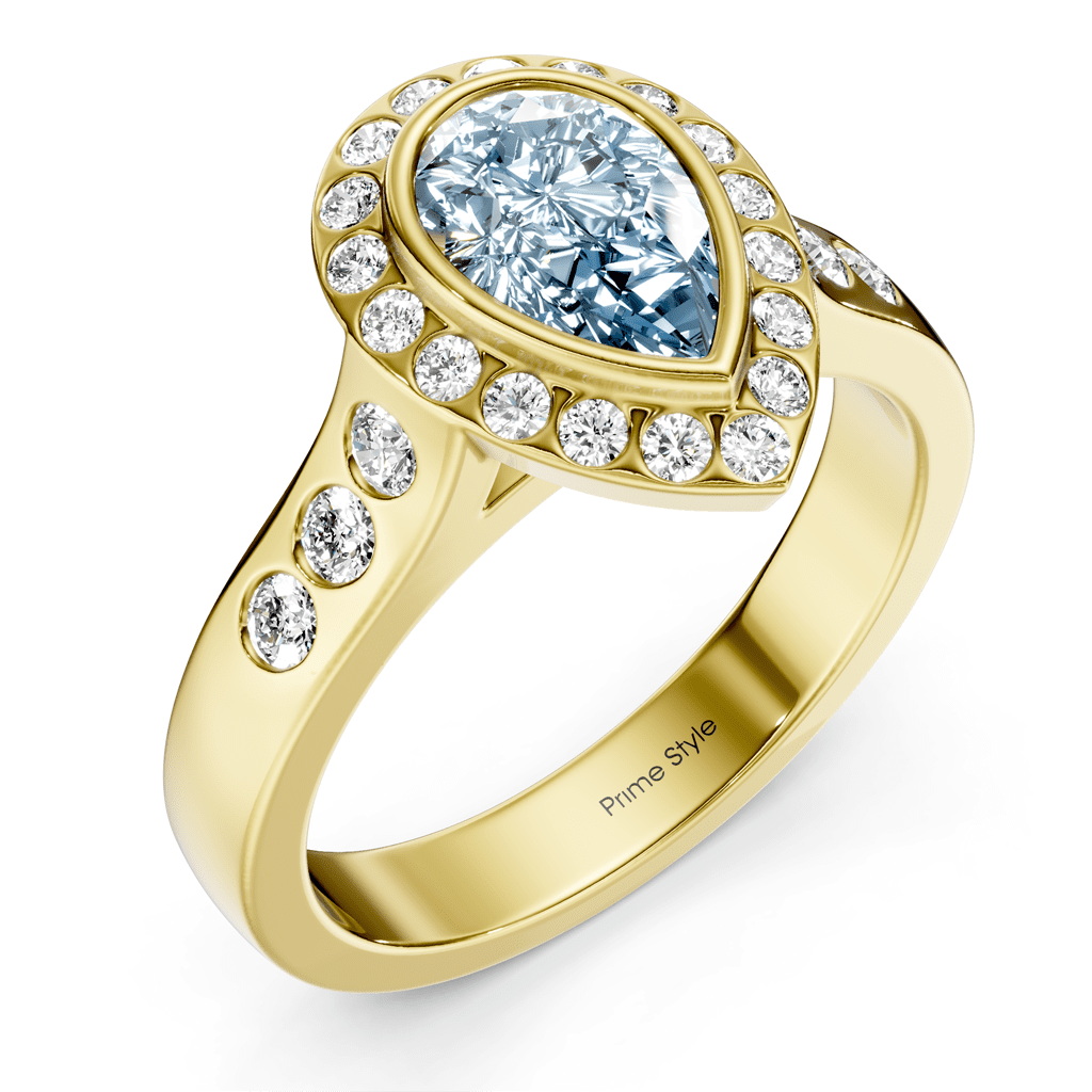 1.38-4.38 CT Pear & Round Cut Fancy Blue Diamonds - Engagement Ring