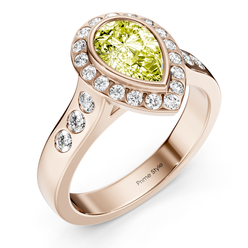 1.38-4.38 CT Pear & Round Cut Fancy Yellow Diamonds - Engagement Ring