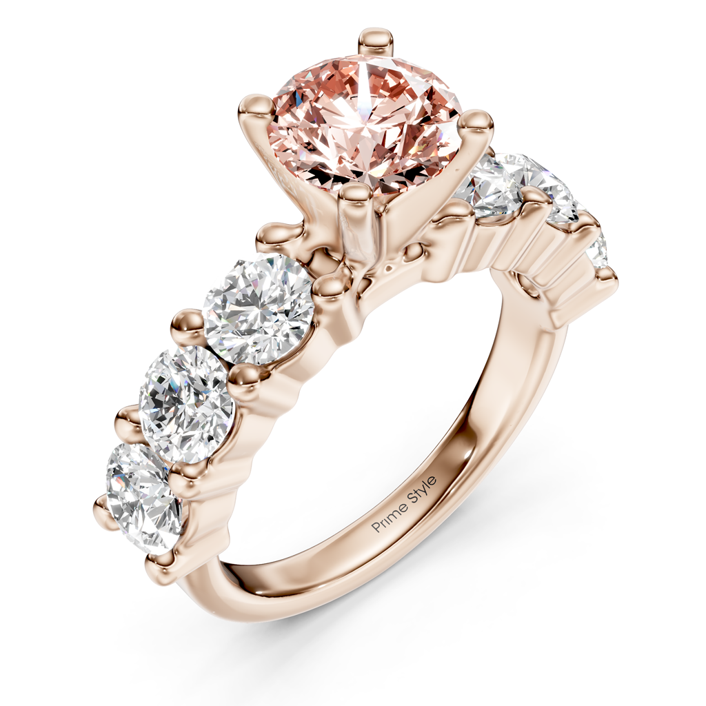 2.50-5.50 CT Round Cut Fancy Pink Diamonds - Engagement Ring