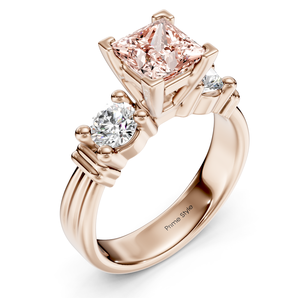 1.50-4.50 CT Princess & Round Cut Fancy Pink Diamonds - Engagement Ring