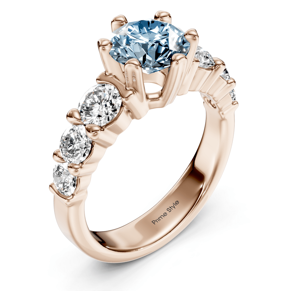 2.05-5.05 CT Round Cut Fancy Blue Diamonds - Engagement Ring
