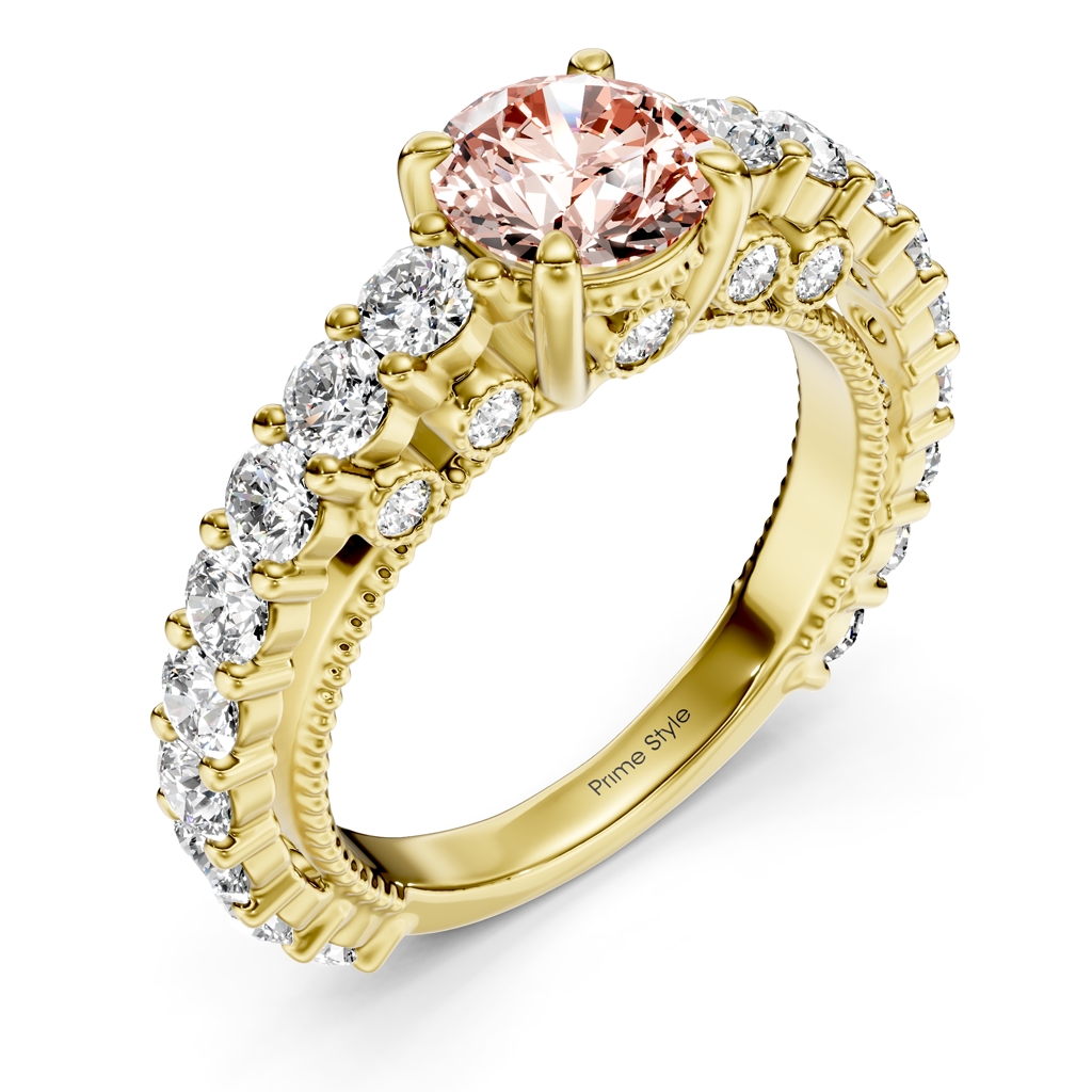 2.70-5.70 CT Round Cut Fancy Pink Diamonds - Engagement Ring