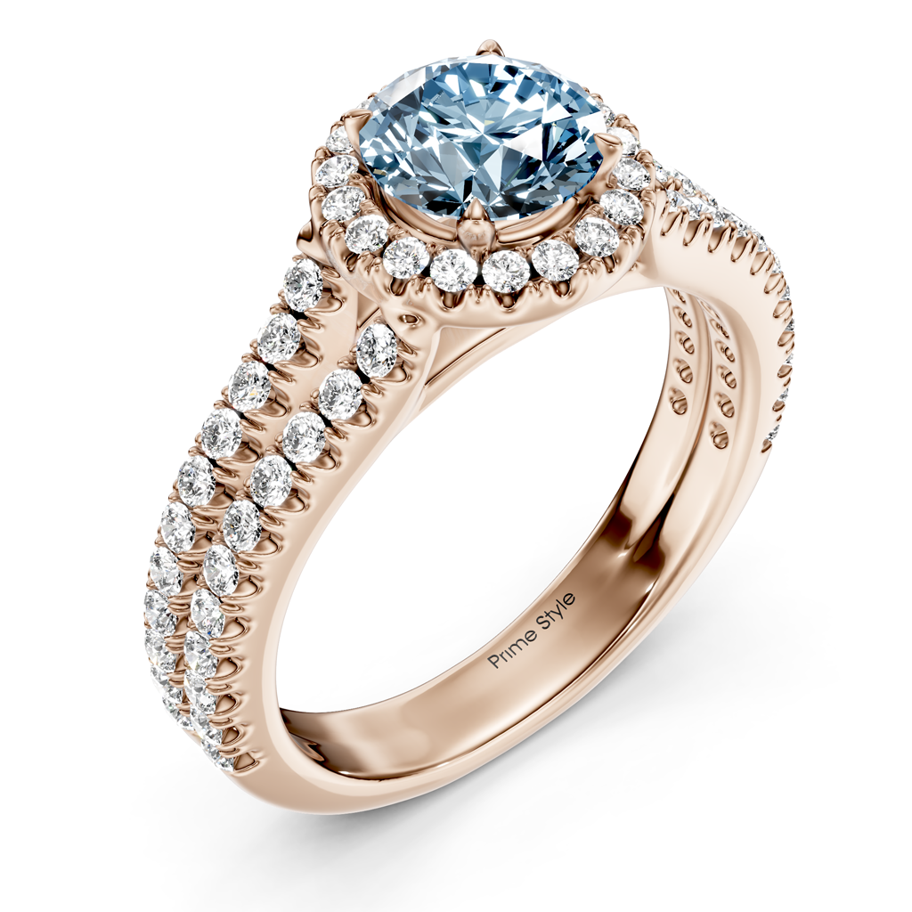 1.60-4.60 CT Round Cut Fancy Blue Diamonds - Engagement Ring