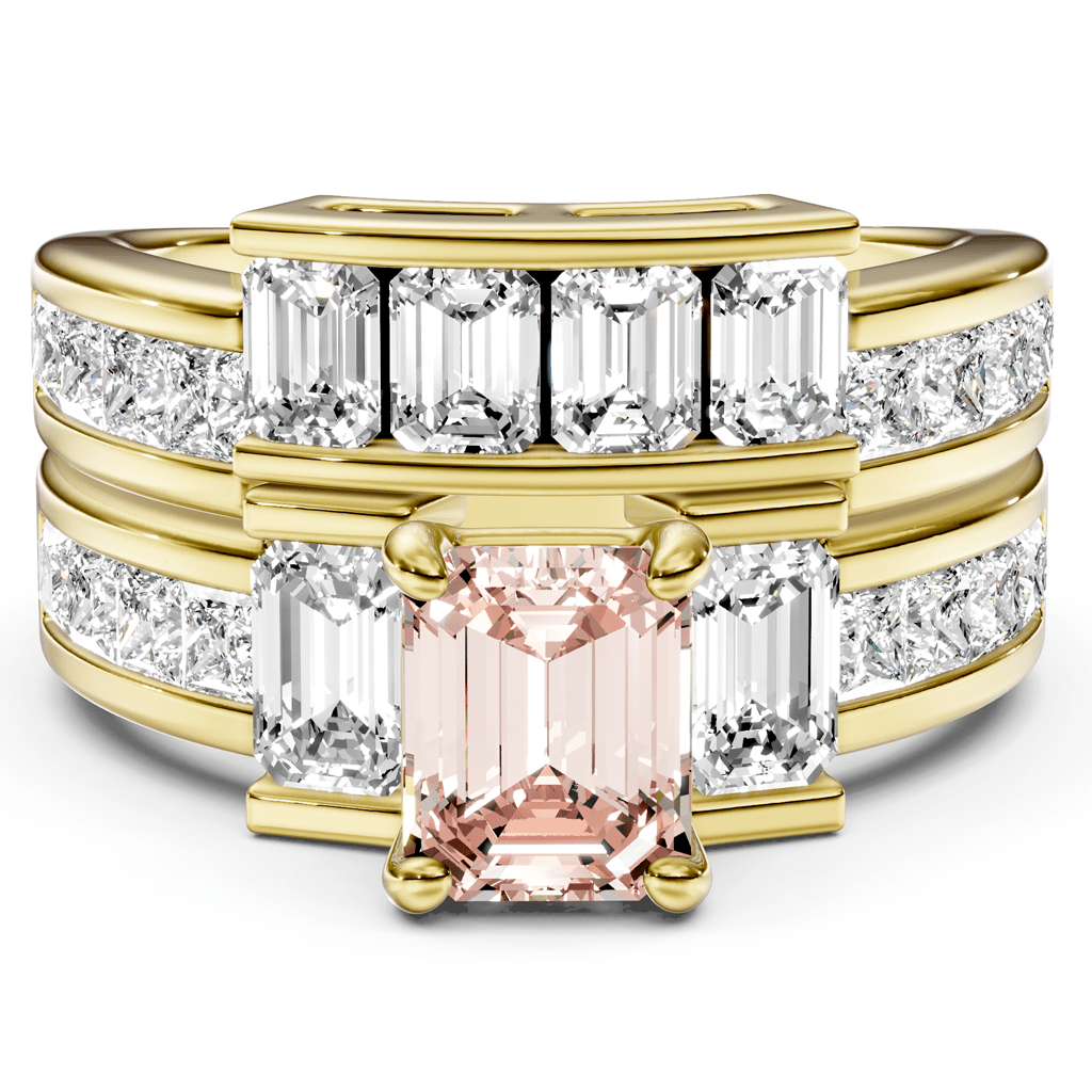 3.70 - 6.70 CT Emerald & Princess Cut Fancy Pink Diamonds - Bridal Set - Primestyle.com