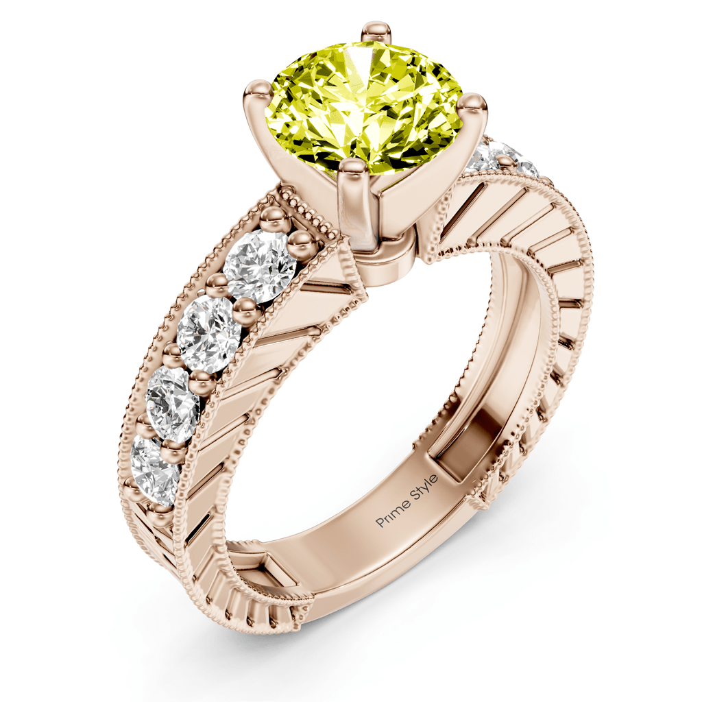 1.85 - 4.85 CT Princess & Round Cut Fancy Yellow Diamonds - Engagement Ring - Primestyle.com