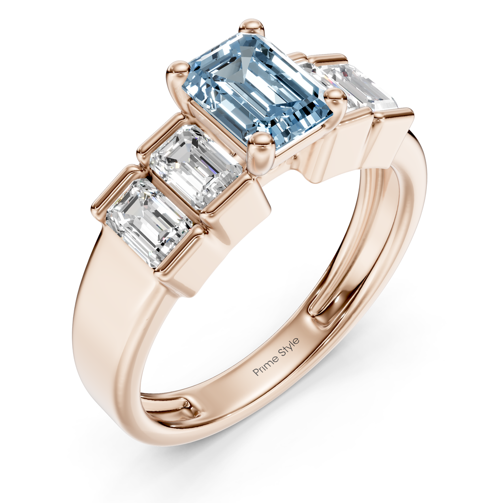 2.30-5.30 CT Emerald Cut Fancy Blue Diamonds - Engagement Ring
