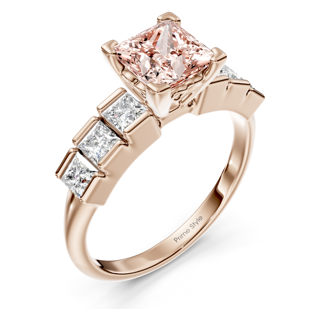 1.80-4.80 CT Princess Cut Fancy Pink Diamonds - Engagement Ring