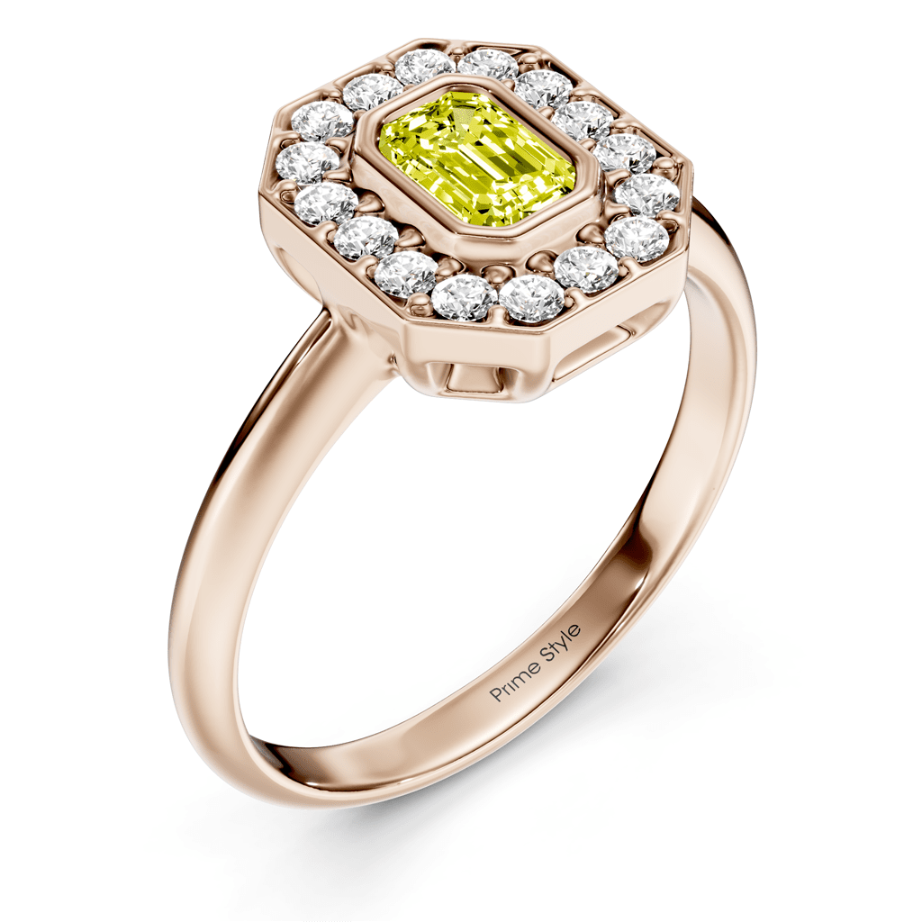 1.35 - 4.35 CT Emerald & Round Cut Fancy Yellow Diamonds - Engagement Ring - Primestyle.com