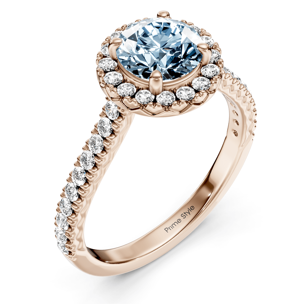 1.45 - 4.45 CT Round Cut Fancy Blue Diamonds - Engagement Ring - Primestyle.com