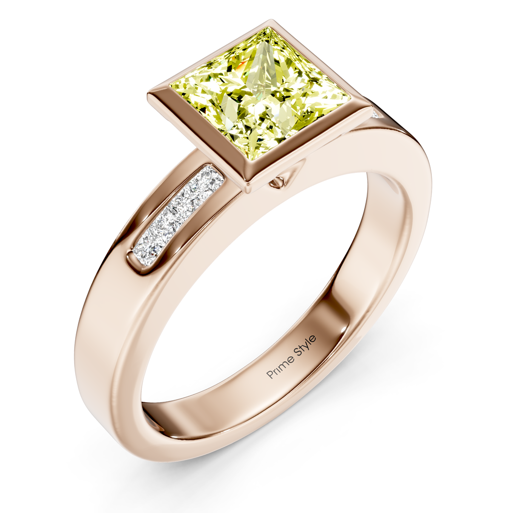 1.20-4.20 CT Princess Cut Fancy Yellow Diamonds - Engagement Ring