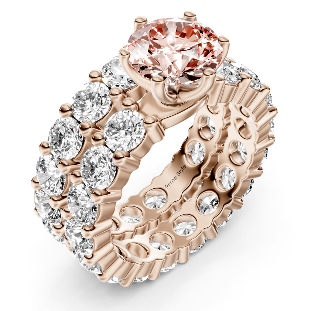 6.30-9.30 CT Round Cut Fancy Pink Diamonds - Bridal Set