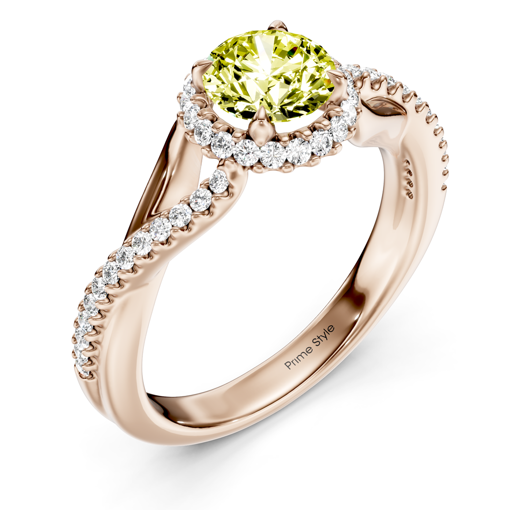 1.25-4.25 CT Round Cut Fancy Yellow Diamonds - Engagement Ring