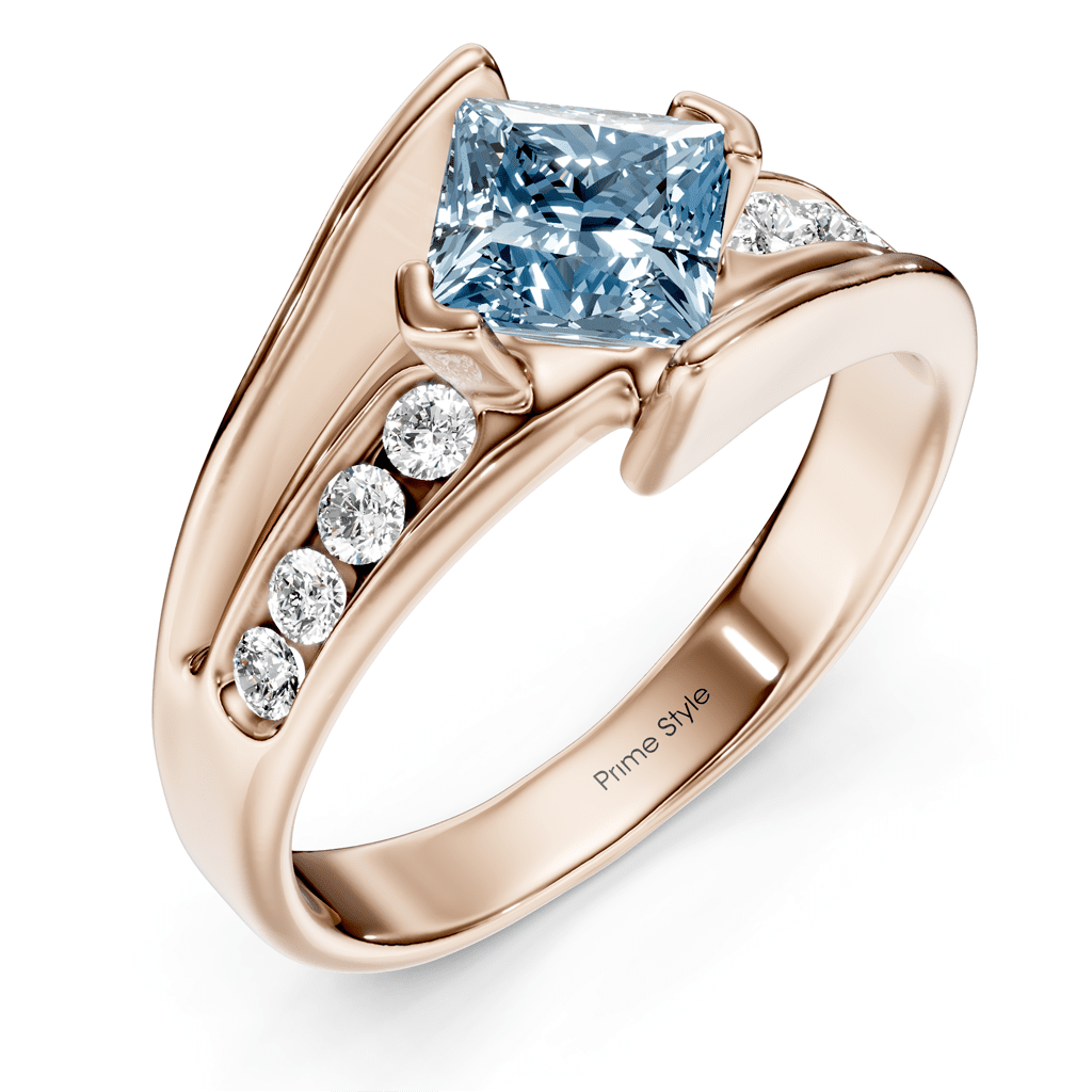 1.25 - 4.25 CT Princess & Round Cut Fancy Blue Diamonds - Engagement Ring - Primestyle.com