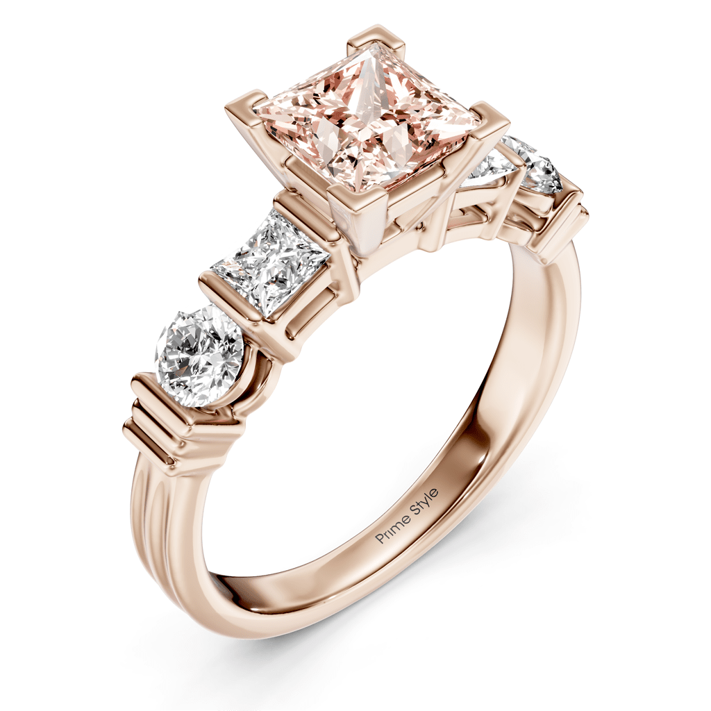 1.70 - 4.70 CT Princess & Round Cut Fancy Pink Diamonds - Engagement Ring - Primestyle.com