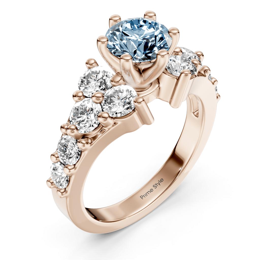 2.40 - 5.40 CT Round Cut Fancy Blue Diamonds - Engagement Ring - Primestyle.com