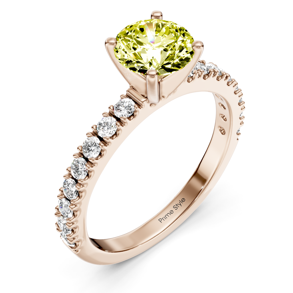1.40-4.40 CT Round Cut Fancy Yellow Diamonds - Engagement Ring