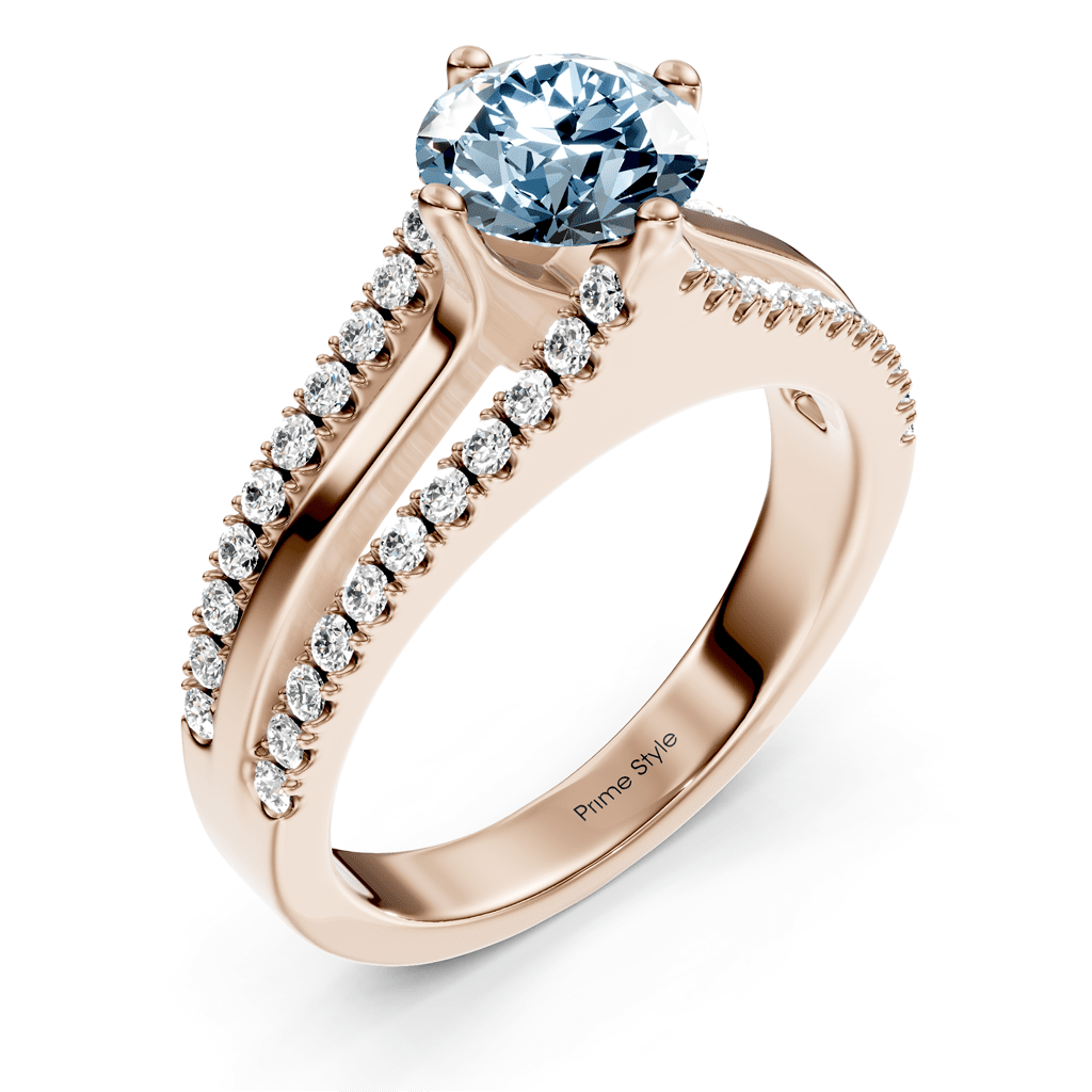 1.45-4.45 CT Round Cut Fancy Blue Diamonds - Engagement Ring