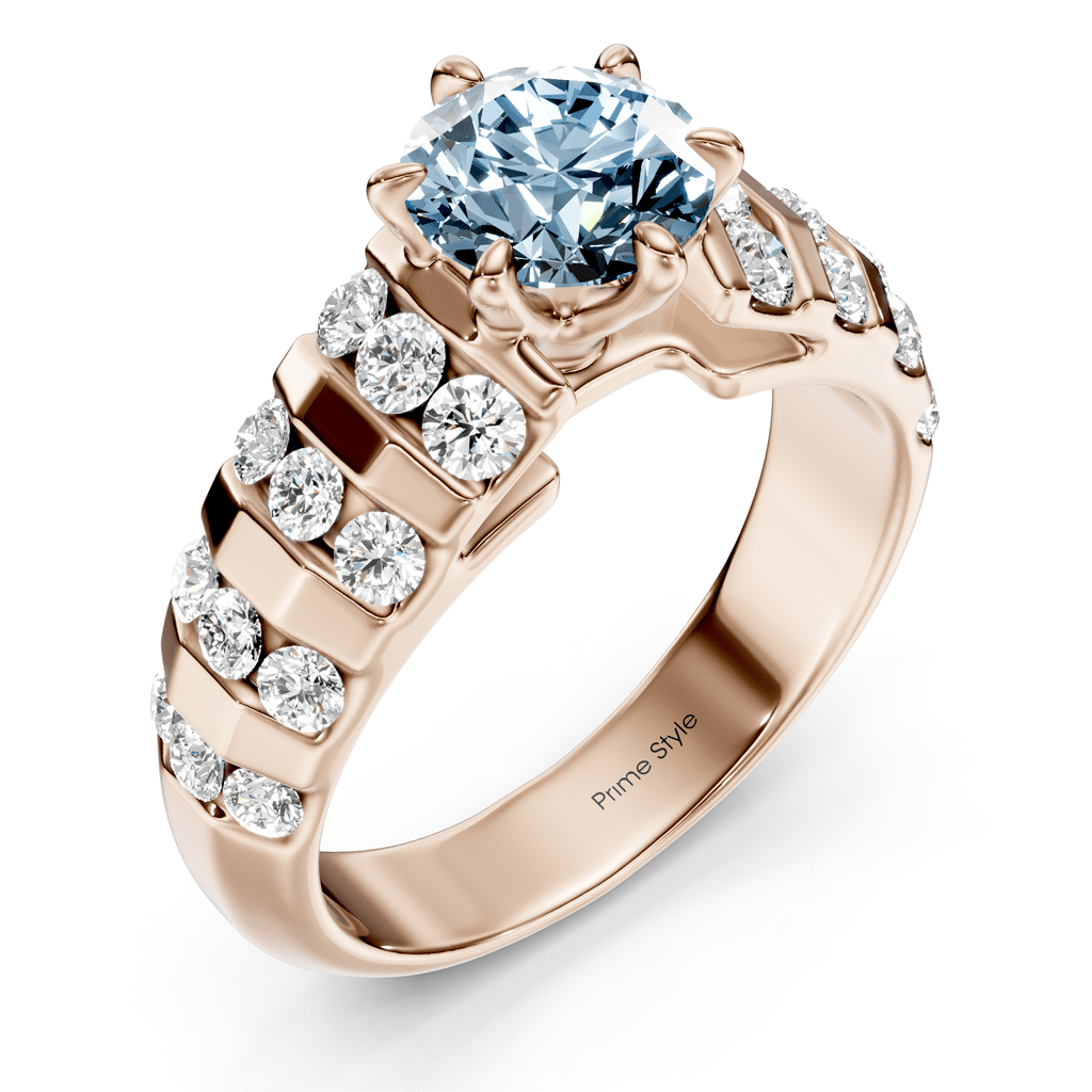 1.75 - 4.75 CT Round Cut Fancy Blue Diamonds - Engagement Ring - Primestyle.com