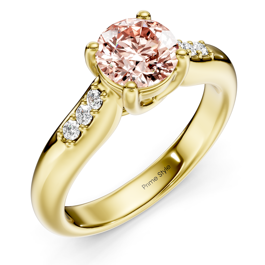 1.10-4.10 CT Round Cut Fancy Pink Diamonds - Engagement Ring