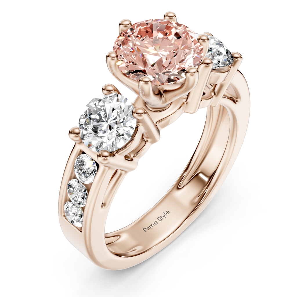 1.80-4.80 CT Princess & Round Cut Fancy Pink Diamonds - Engagement Ring