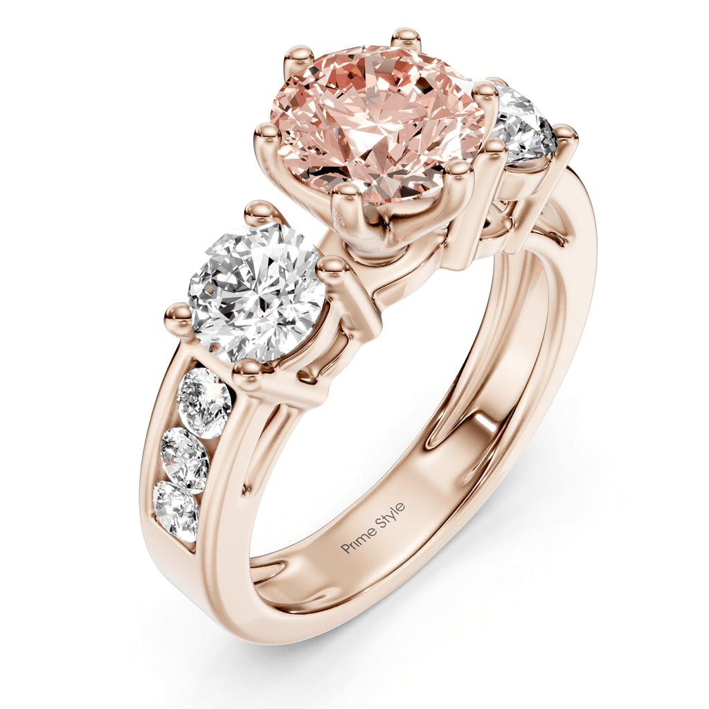 1.80 - 4.80 CT Princess & Round Cut Fancy Pink Diamonds - Engagement Ring - Primestyle.com