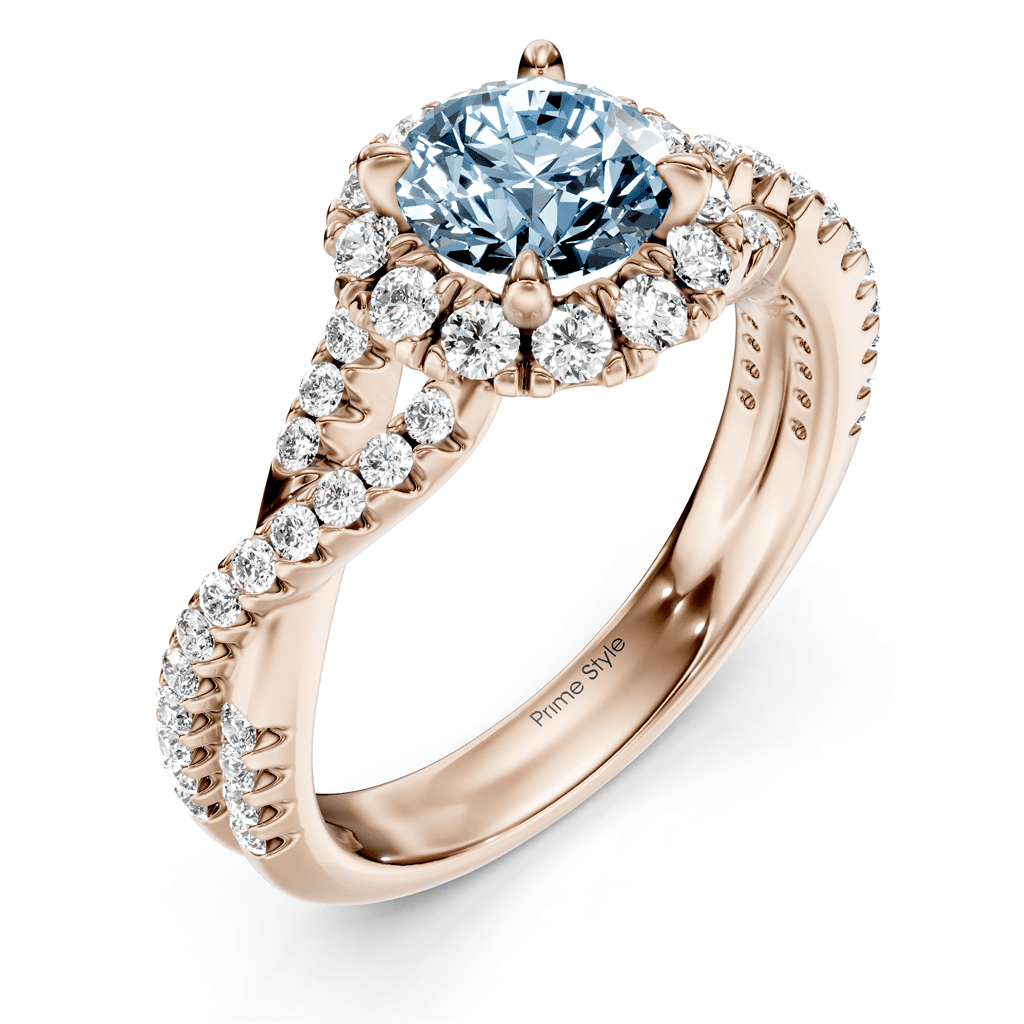 1.45 - 4.45 CT Round Cut Fancy Blue Diamonds - Engagement Ring - Primestyle.com