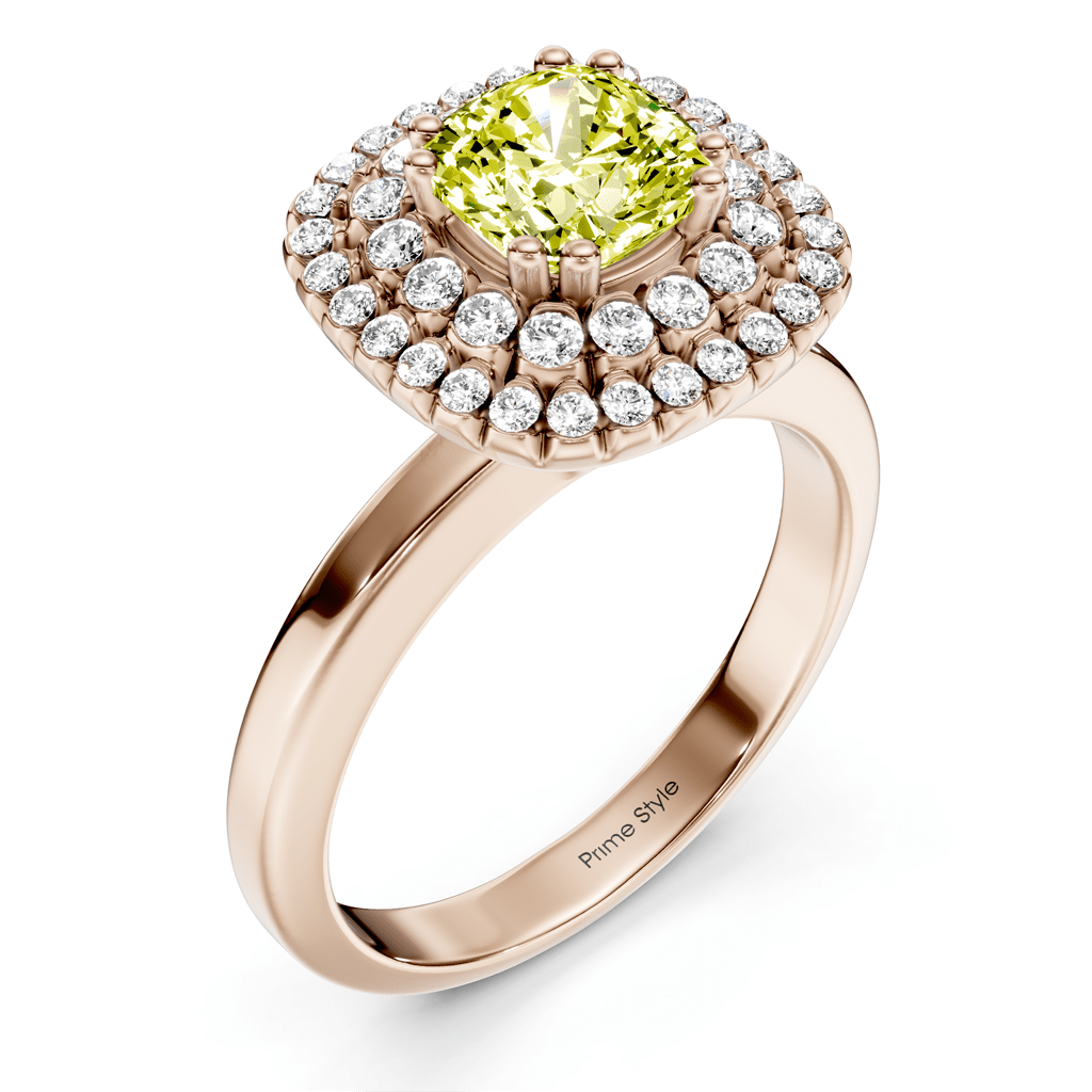 1.34 - 4.34 CT Cushion & Round Cut Fancy Yellow Diamonds - Engagement Ring - Primestyle.com
