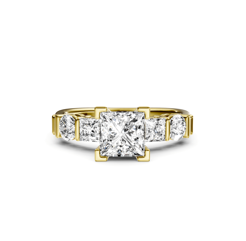 1.05 - 2.20 CT Princess & Round Cut Natural Diamonds - Engagement Ring - Primestyle.com