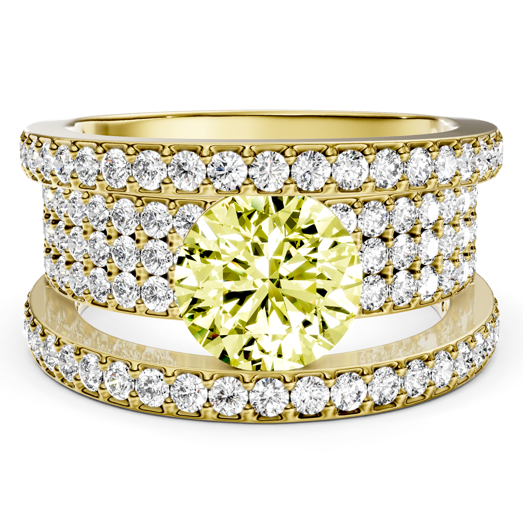 2.80-5.80 CT Round Cut Fancy Yellow Diamonds - Engagement Ring