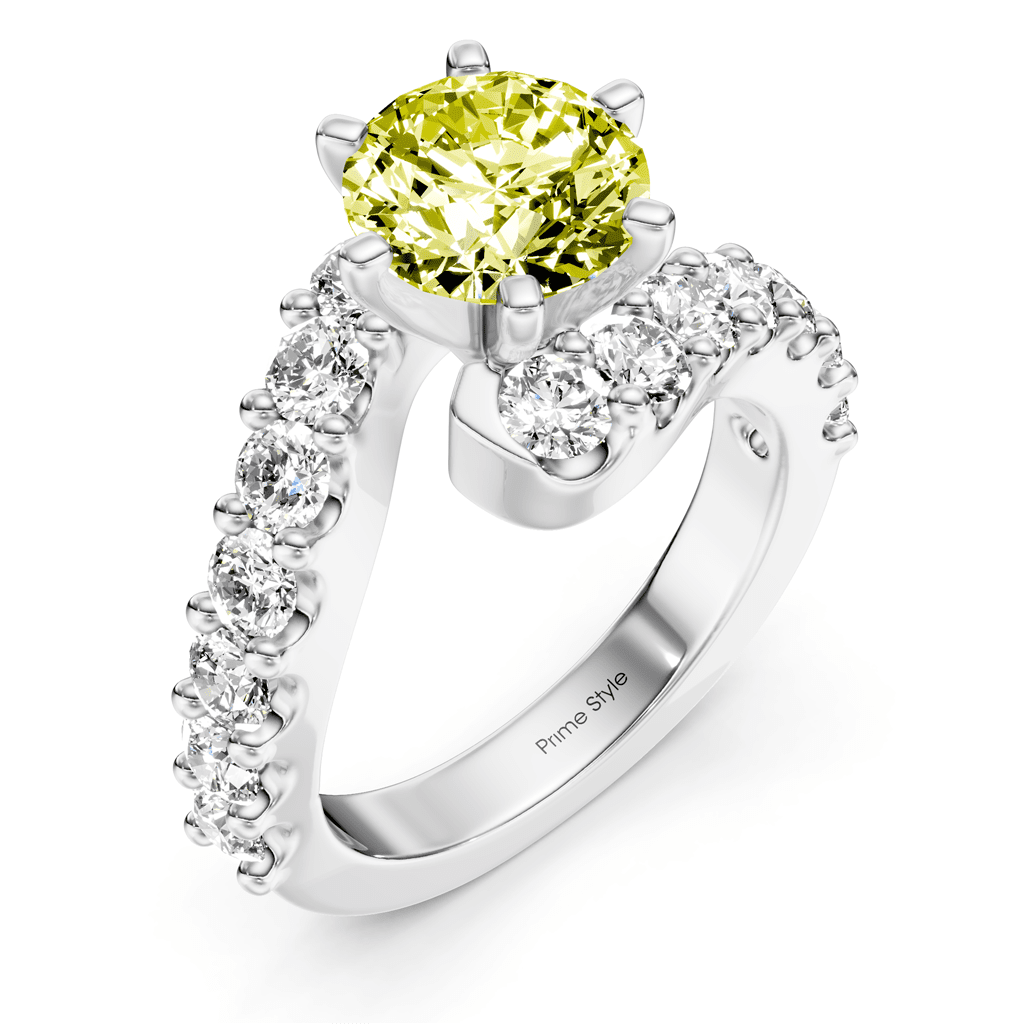 2.30 - 5.30 CT Emerald & Round Cut Fancy Yellow Diamonds - Engagement Ring - Primestyle.com