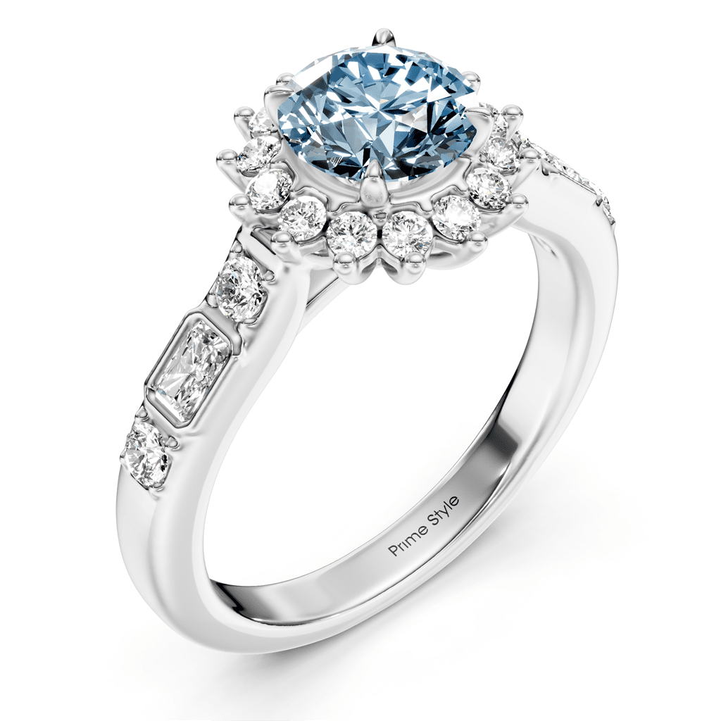 1.57 - 4.57 CT Radiant & Round Cut Fancy Blue Diamonds - Engagement Ring - Primestyle.com