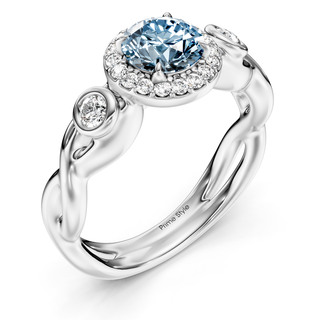 1.27-4.27 CT Round Cut Fancy Blue Diamonds - Engagement Ring