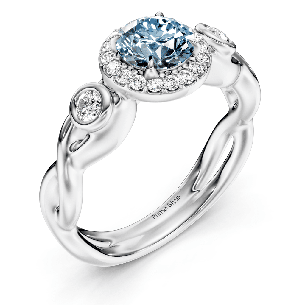 1.27 - 4.27 CT Round Cut Fancy Blue Diamonds - Engagement Ring - Primestyle.com