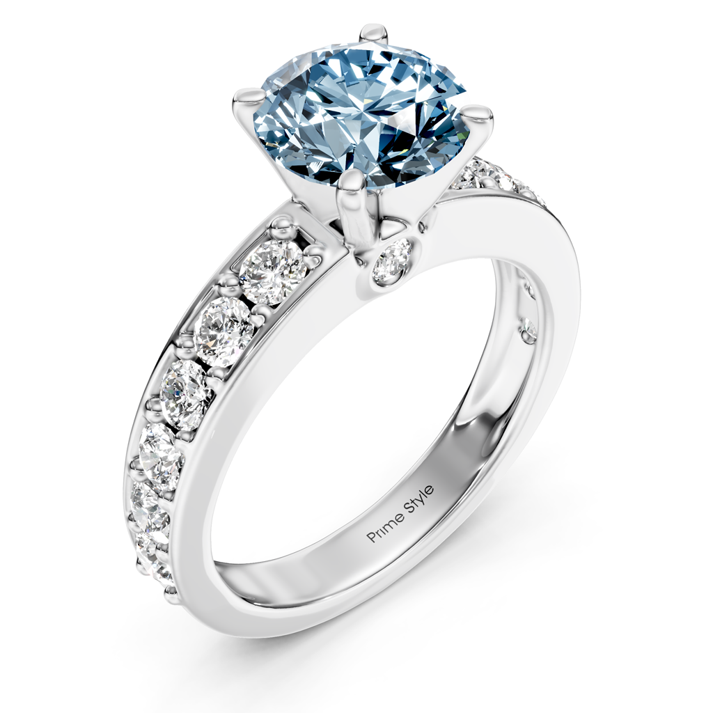 1.80-4.80 CT Princess & Round Cut Fancy Blue Diamonds - Engagement Ring